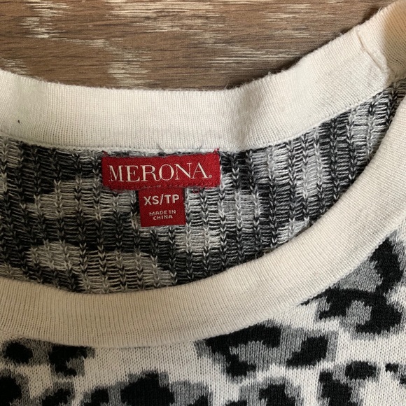 Merona Black and Cream Leopard Sweater XS - Picture 2 of 4